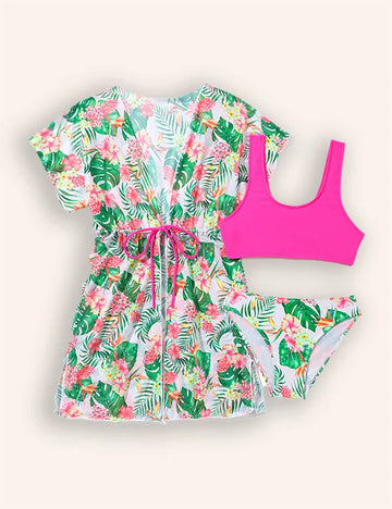 Printed Split Swimsuit Three-piece Set